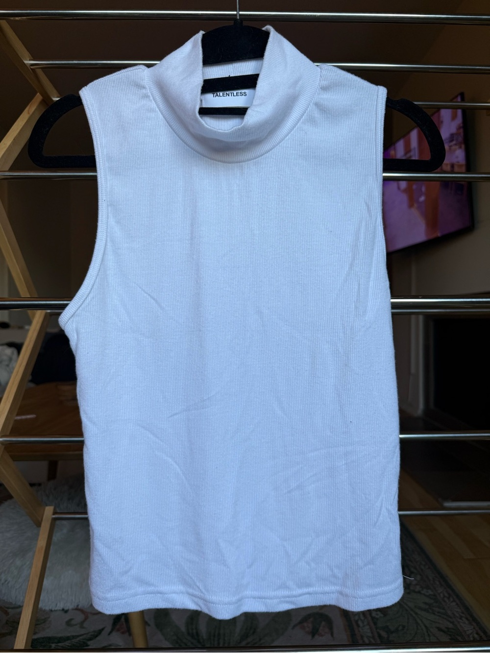 TALENTLESS White Sleeveless Mock Neck Tank